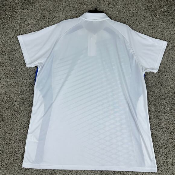Sport Dri Shirt Mens XXL 2XL White Blue Geometric Polyester Short Sleeve - Picture 7 of 12